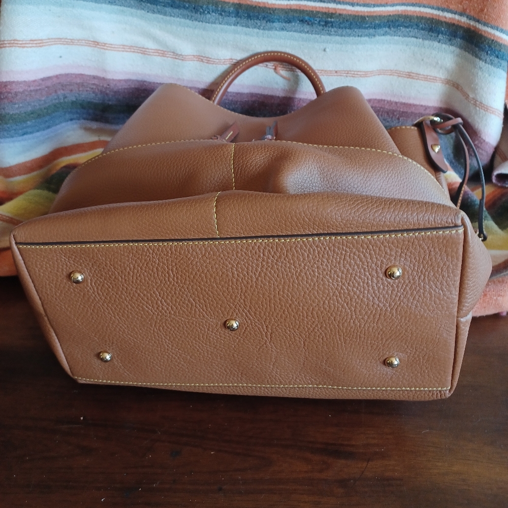 Dooney & Bourke Dawson Large Satchel, Caramel, Pebble Leather, BPEBC1046 - Picture 6 of 10